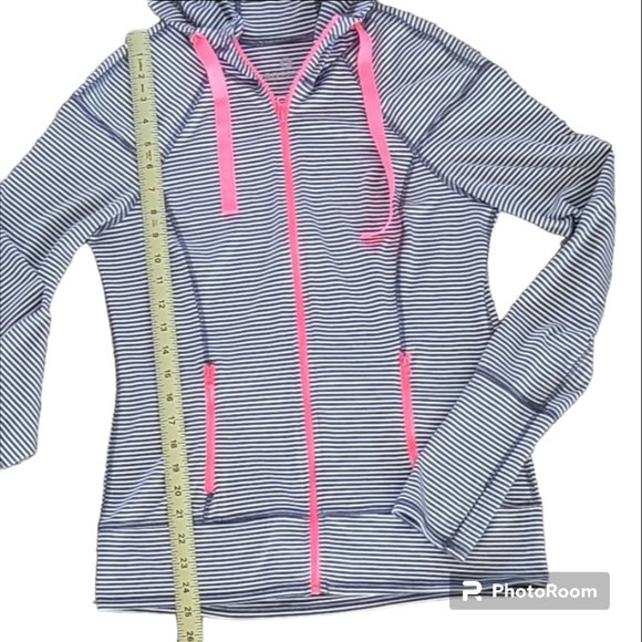 90 Degree by Reflex Striped Hooded Running Track Jacket with Thumbholes NEW - Picture 8 of 9